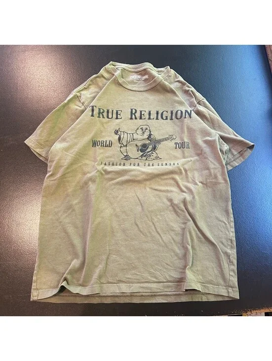 Vintage y2k designer True Religion World Tour graphic T-shirt tan