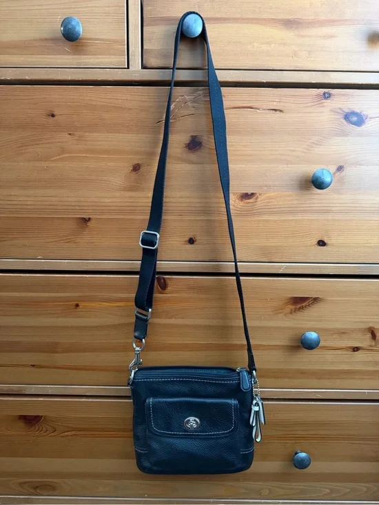 Black Leather Crossbody Bag for Men - Adjustable Strap