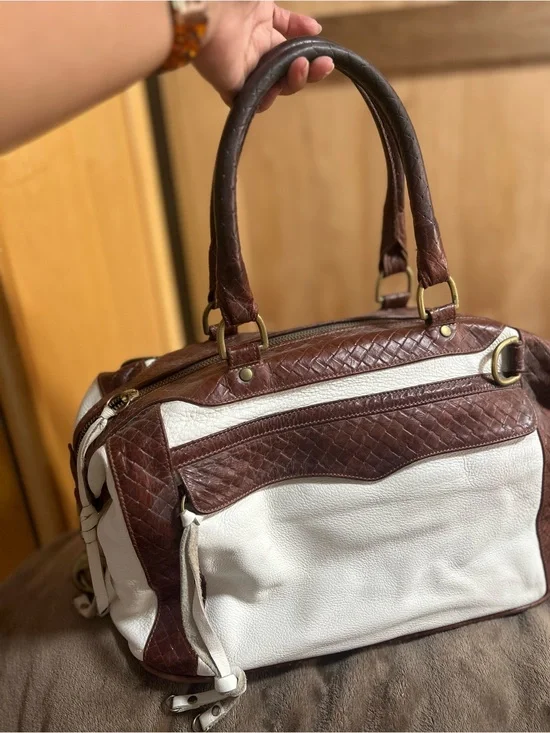 Rebecca Minkoff Brown and White Leather Messenger Satchel