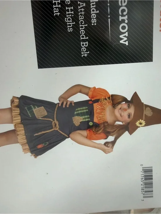 Kids Orange and Brown Scarecrow Costume with Hat