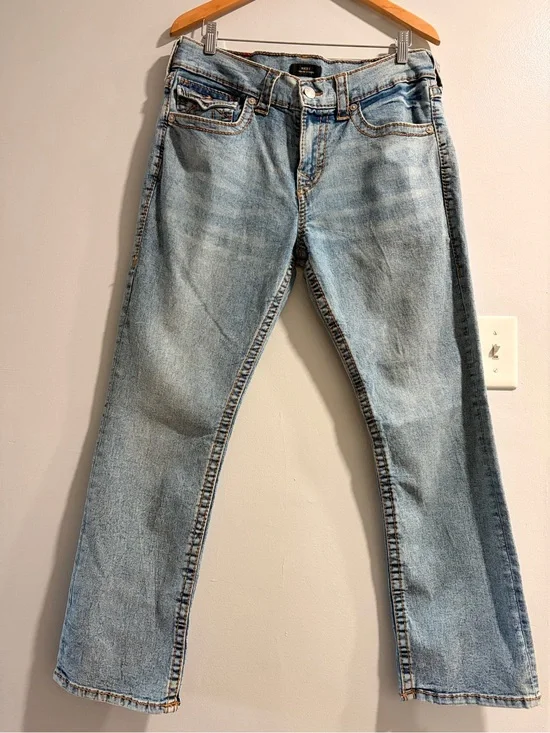 True Religion Mens Light Blue Denim Jeans - RICKY Relaxed Straight