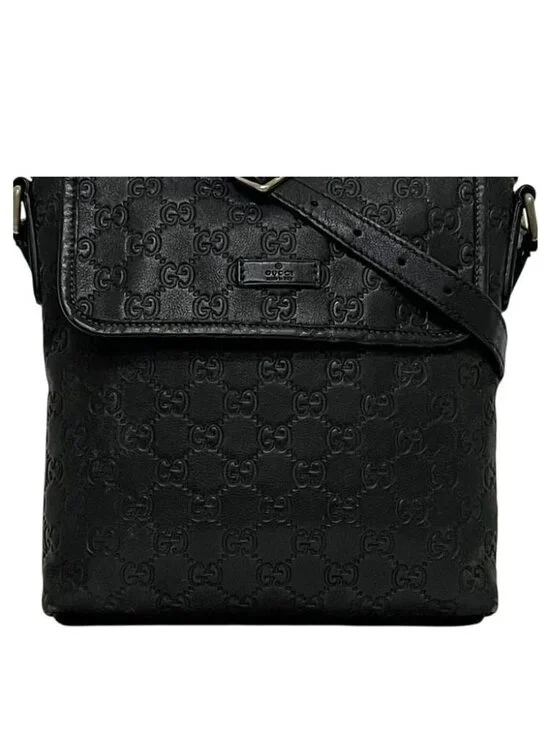 Gucci Shoulder Bag Guccissima Line Leather Black