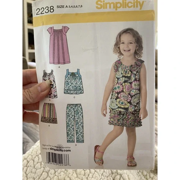 Simplicity 2238 Girls Dress Top Skirt Pants Sewing Pattern Size 3-8 Uncut