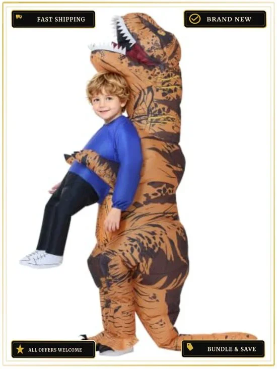 Inflatable Dinosaur Costume Kids Teens Blow Up Halloween Cosplay Party
