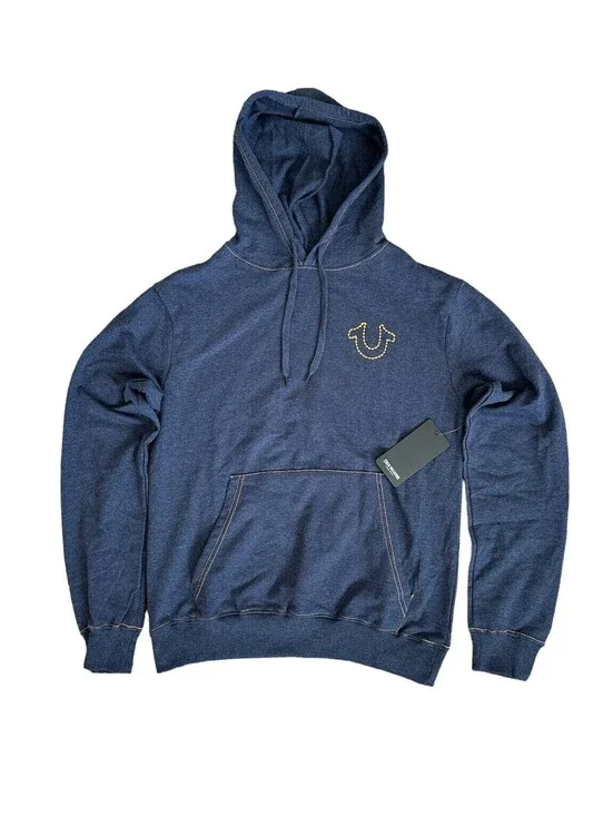True Religion Hoodie Men's Navy EMB HS Pullover Logo Stitched Size Medium $119