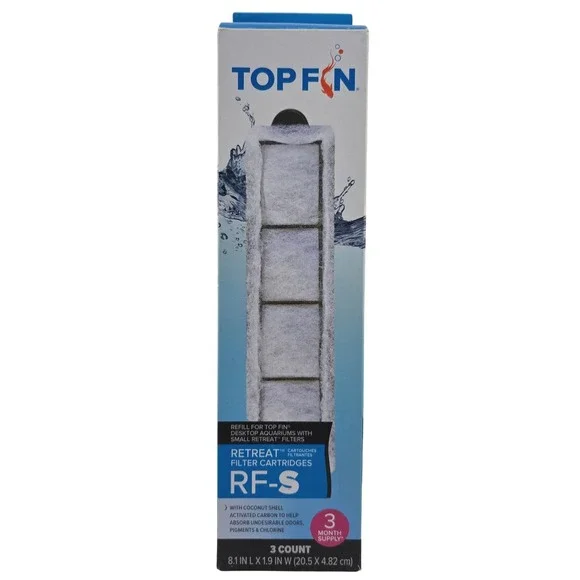 Top‎ Fin Retreat Filter Cartridges RF-S 3 Count Small Desktop Aquarium Refill