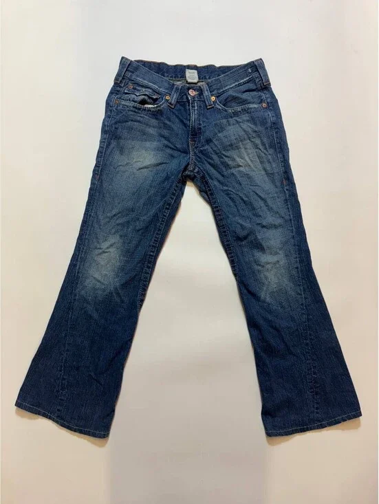 True Religion Jeans Mens 33 Blue Bootcut Flare Made in USA Horseshoe Y2K Denim