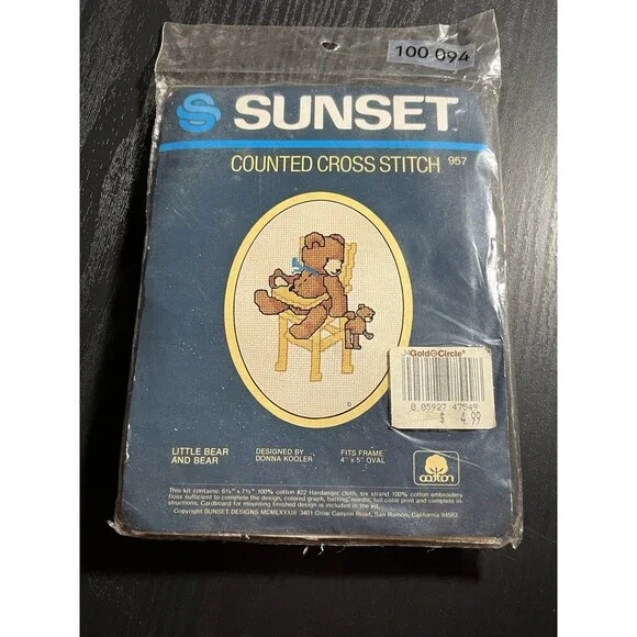 Sunset Designs Cross Stitch Kit Vintage Little Bear & Teddy #957 4