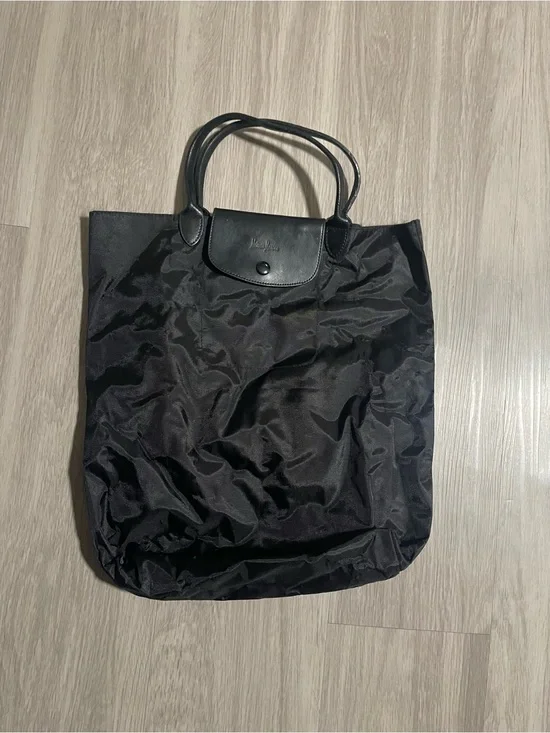 Longchamp Black Nylon Messenger Tote