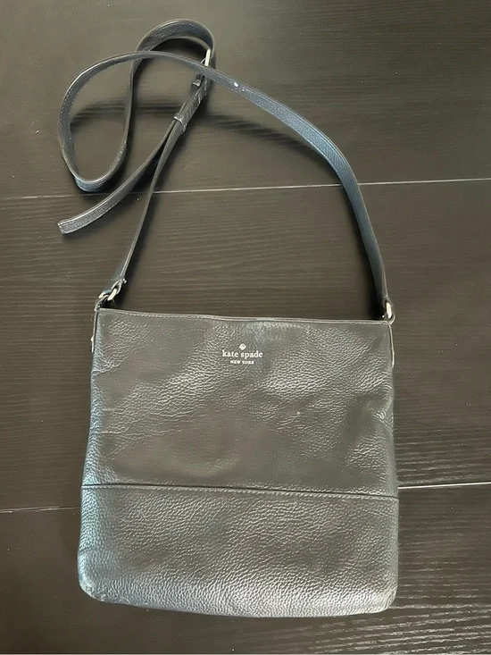 kate spade Black Pebbled Leather Messenger Crossbody