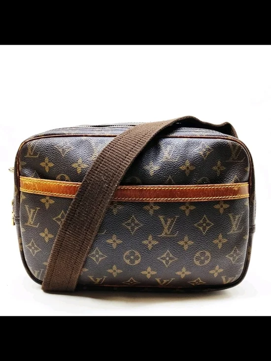 Louis Vuitton Brown Monogram Canvas Messenger Bag with Tan Accents