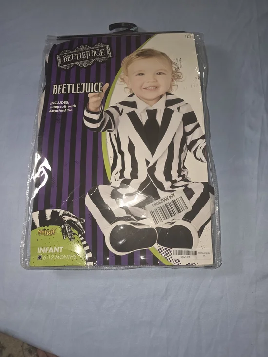 Spirit Beetlejuice Infant Black and White Striped Jumpsuit