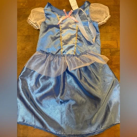 Disney Cinderella Shimmer Blue Princess Sz 4+ Costume Dress Top Skirt Headband