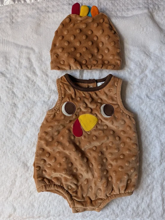 Brown Turkey Baby Costume Romper & Hat Set