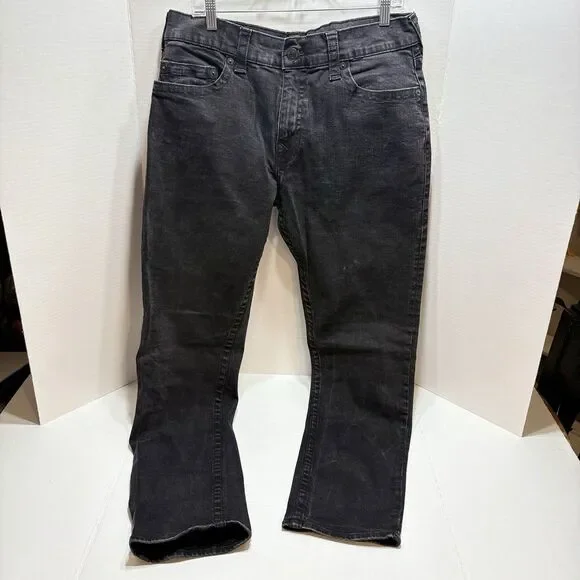 True Religion Jeans Mens 38x32 Black Geno Dark Relaxed Slim Stretch Dark Wash