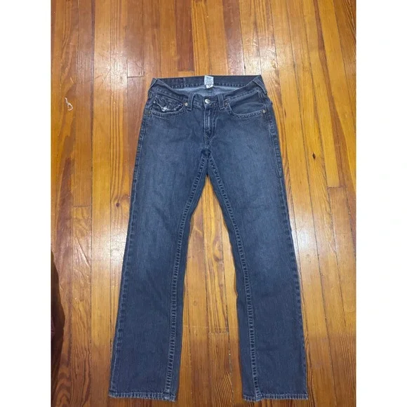 True Religion Ricky Super T Straight Leg Jeans Dark Wash Blue Mens Size 32