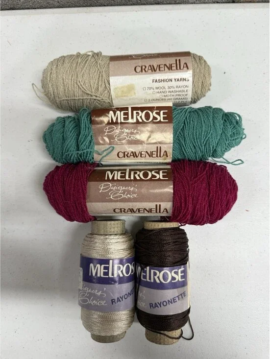 Melrose Designers Choice Cravenella/Rayonette Mixed Color 3 Skein 2 Spool Lot