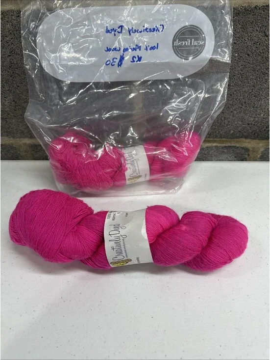 Creatively Dyed 100% Superwash Merino Yarn 2 Skein Lot Color Hot Pink