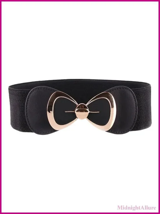 Women's Elegant PU Bowknot Stretch Wide Belt Waist Accessory for Dress Jeans