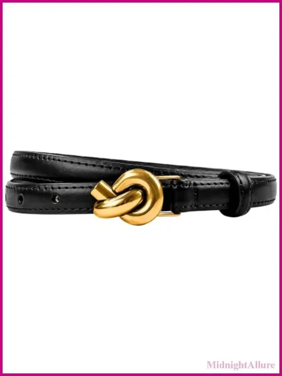 100% Cowhide Leather Belt Women Gold Knot Buckle Premium Designer