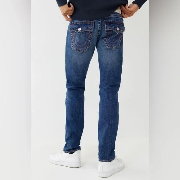 TRUE RELIGION RICKY SUPER T STITCH RELAXED STRAIGHT MENS DARK WASH 31 NEW