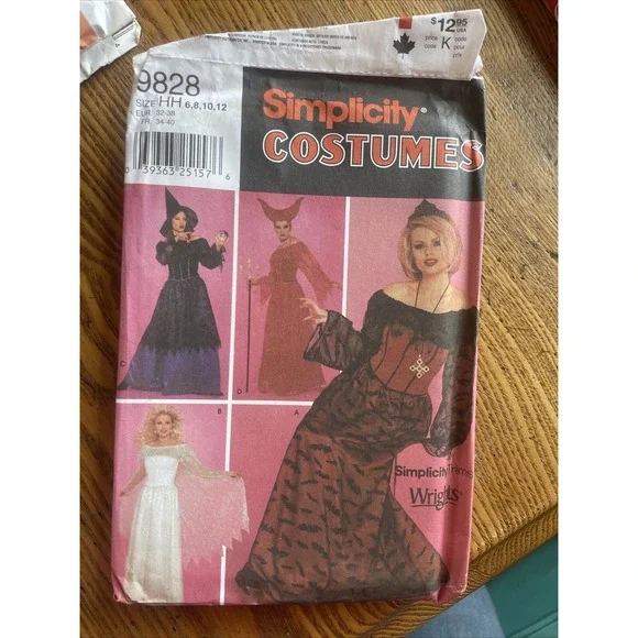 OOP Simplicity 9828 Pattern Halloween Costume Witch Goth Vampire Misses‎ 6-12
