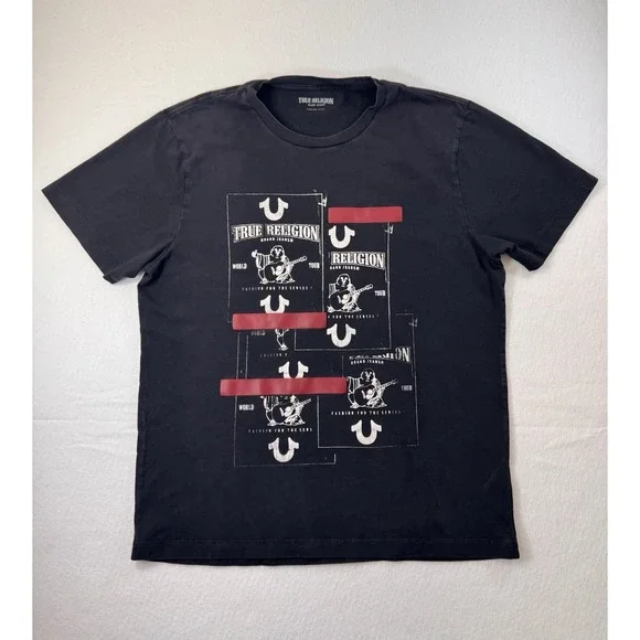 True Religion Mens T Shirt Black XL 