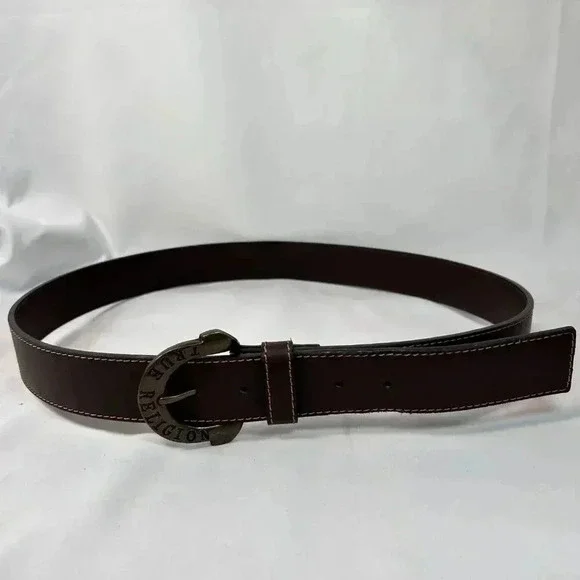 True Religion Brand Brown Vegan Leather Belt Size 40