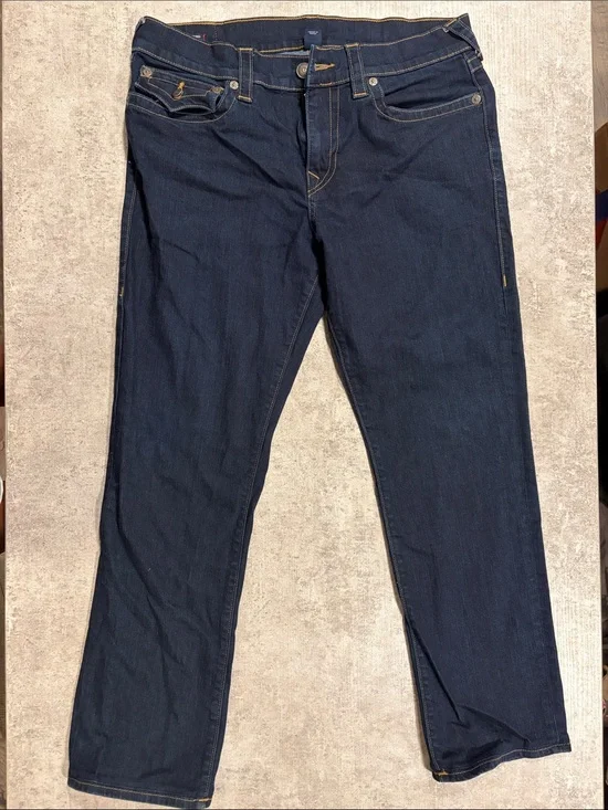 True Religion Men's Dark Indigo Straight Jeans