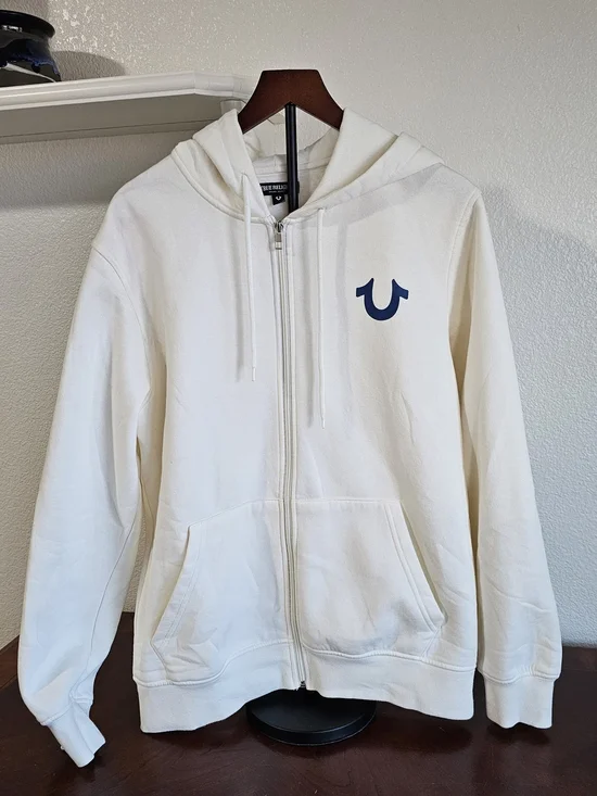 True Religion Whits Zip-Up Hoodie, Size Large, Stitched & Print Graphics