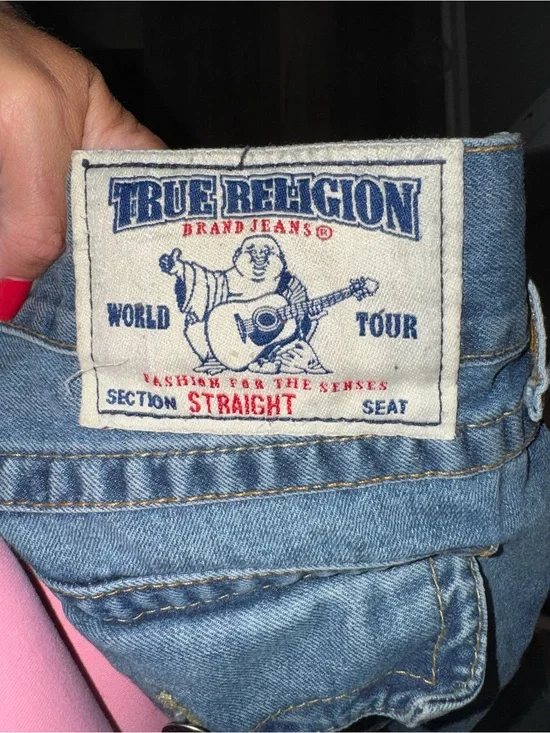 Vintage Y2K True Religion Section Straight Big T Stitch Jeans Buddha Patch