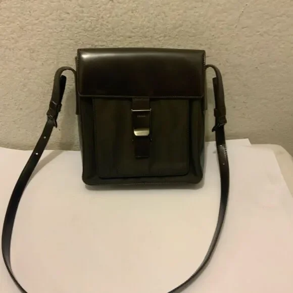 Prada Nylon Crossbody Bag Shoulder Bag Nylon Leather brown