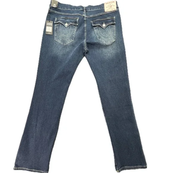 True Religion Ricky Relaxed Straight SN Flap 40x34‎ Jeans Dark Woodland Wash Men