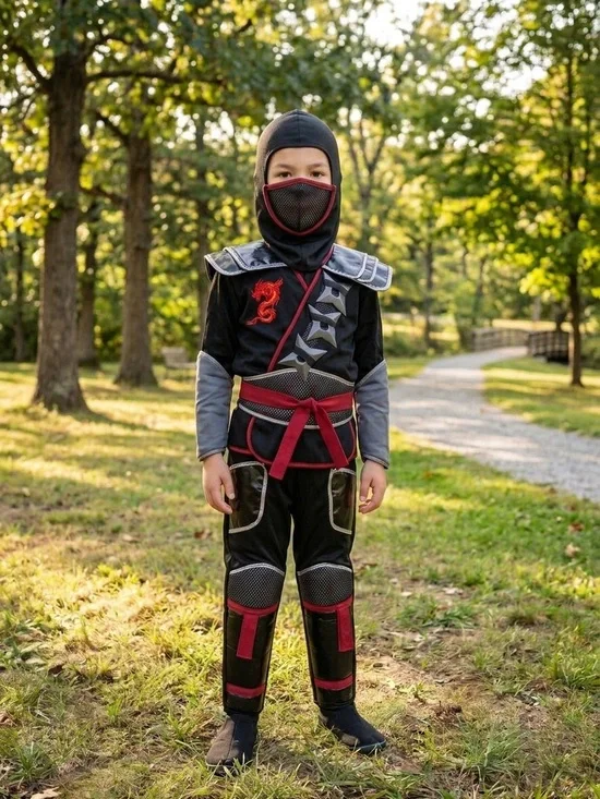 Teetot Ninja Halloween Costume Child 7-8 Black Red Dragon Warrior Costume