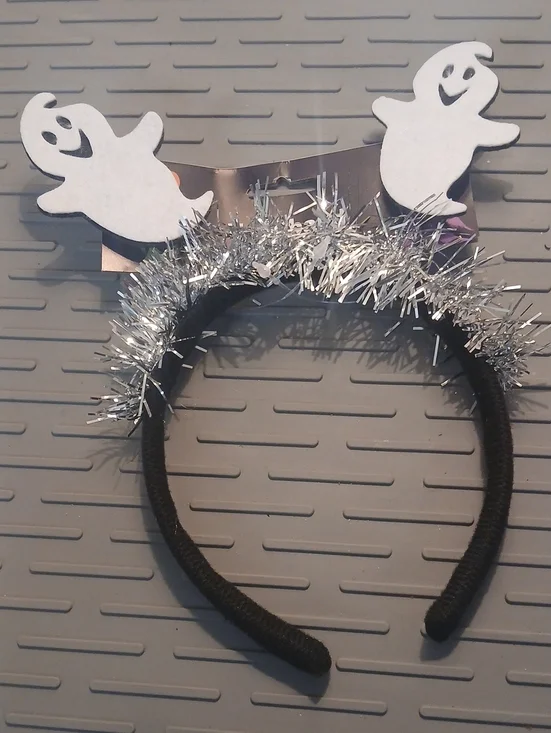Halloween Ghost Headband for Girls. Silver & White Costume O/S