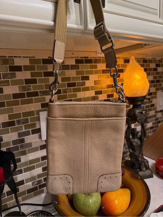 Coach Taupe Pebble Leather Messenger Bag