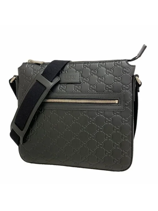 Gucci Shoulder Bag Guccissima Leather Black Silver
