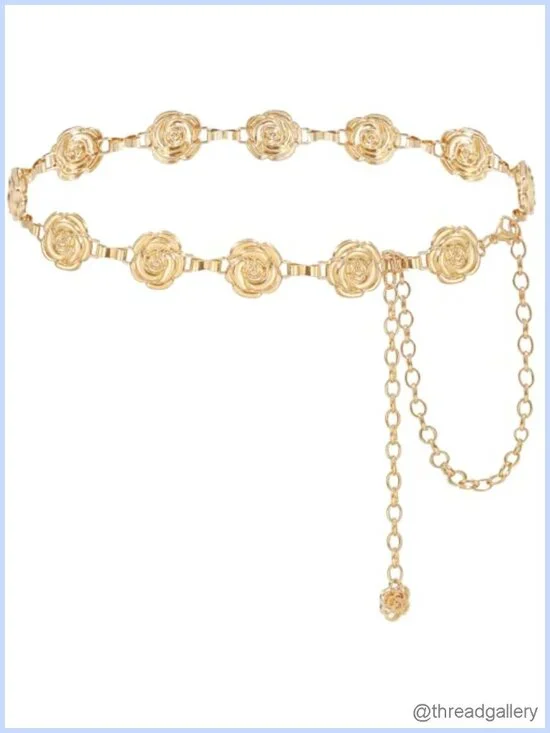 Alloy Flower Chain Waist Belt for Dresses