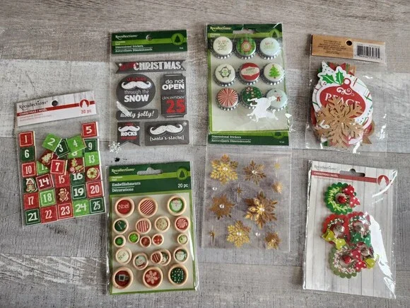 3D Stickers Large LOT - Recollections - Christmas Wreaths Wood Calendar NEW #32