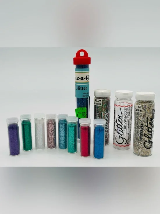 Mixed lot colors sizes Prisma Glitter tubes Vintage Metallic Gold blue red