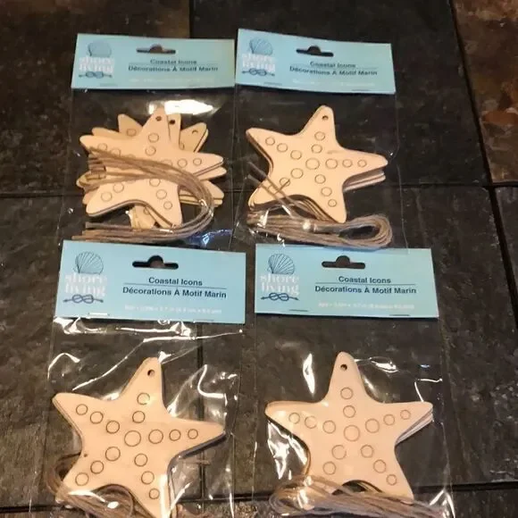 Shore Living wood cut out starfish crafting icons pck of 6 x 4