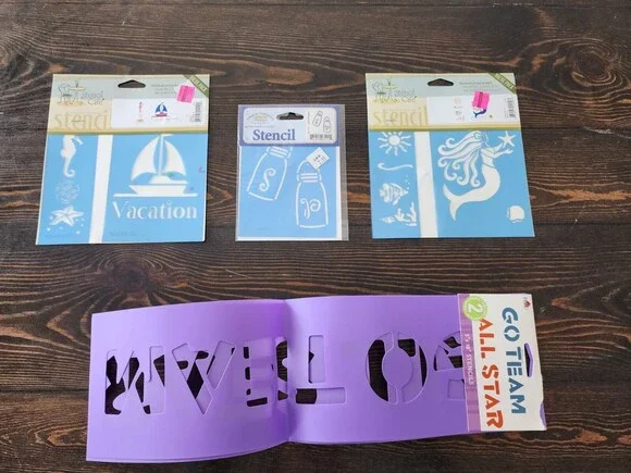 Stencil Lot Art Glass Craft Cardmaking NEW Mermaid Sailboat Team Vintage Retired