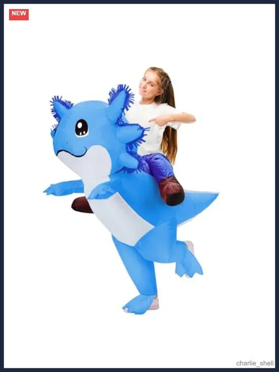 Kids Inflatable Axolotl Costume Lightweight Blow Up Halloween Pretend Play