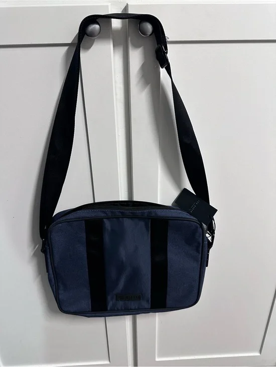 TED BAKER Men's Navy Crossbody Bag with Black Strap