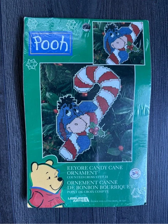 Eeyore Candy Cane Ornament Counted Cross Stitch Kit Leisure Arts - SEALED