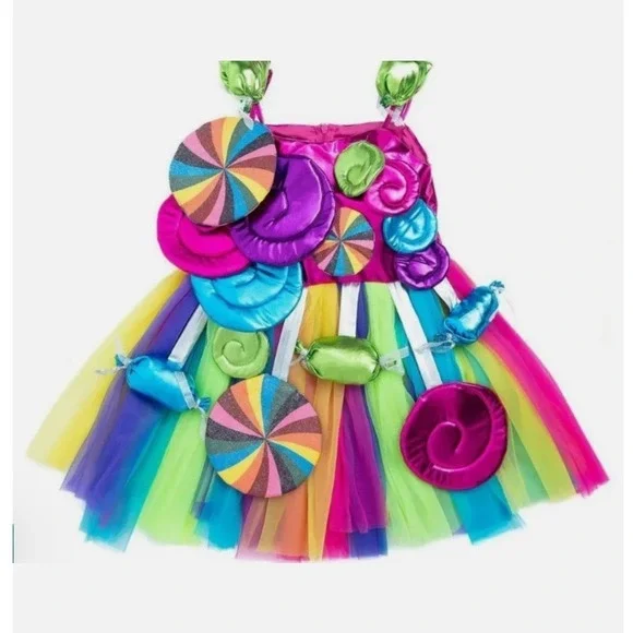 Girls Chasing Fireflies Candy Land Lollipop Tutu Halloween Costume Dress Sz 7/8