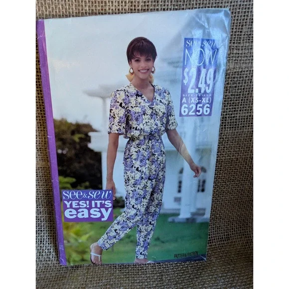 Vintage 1992 See & Sew Butterick 6256 Misses Top and Pants Pattern XS-XL