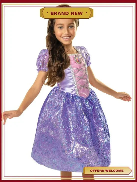 Disney Princess Rapunzel Play Dress Costume Pretend Play Child Size 4-6X