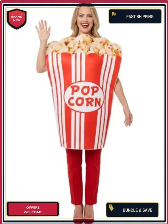 Popcorn Funny Costume Halloween Party Movie Night Carnival