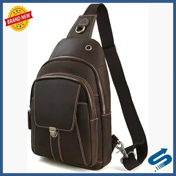 Vintage Genuine Leather Crossbody Sling Bag Fits 10.5
